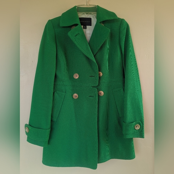 Banana Republic Kelly Green, Cotton Peacoat/Trenchcoat/Coat (SIZE XS) - Picture 2 of 16